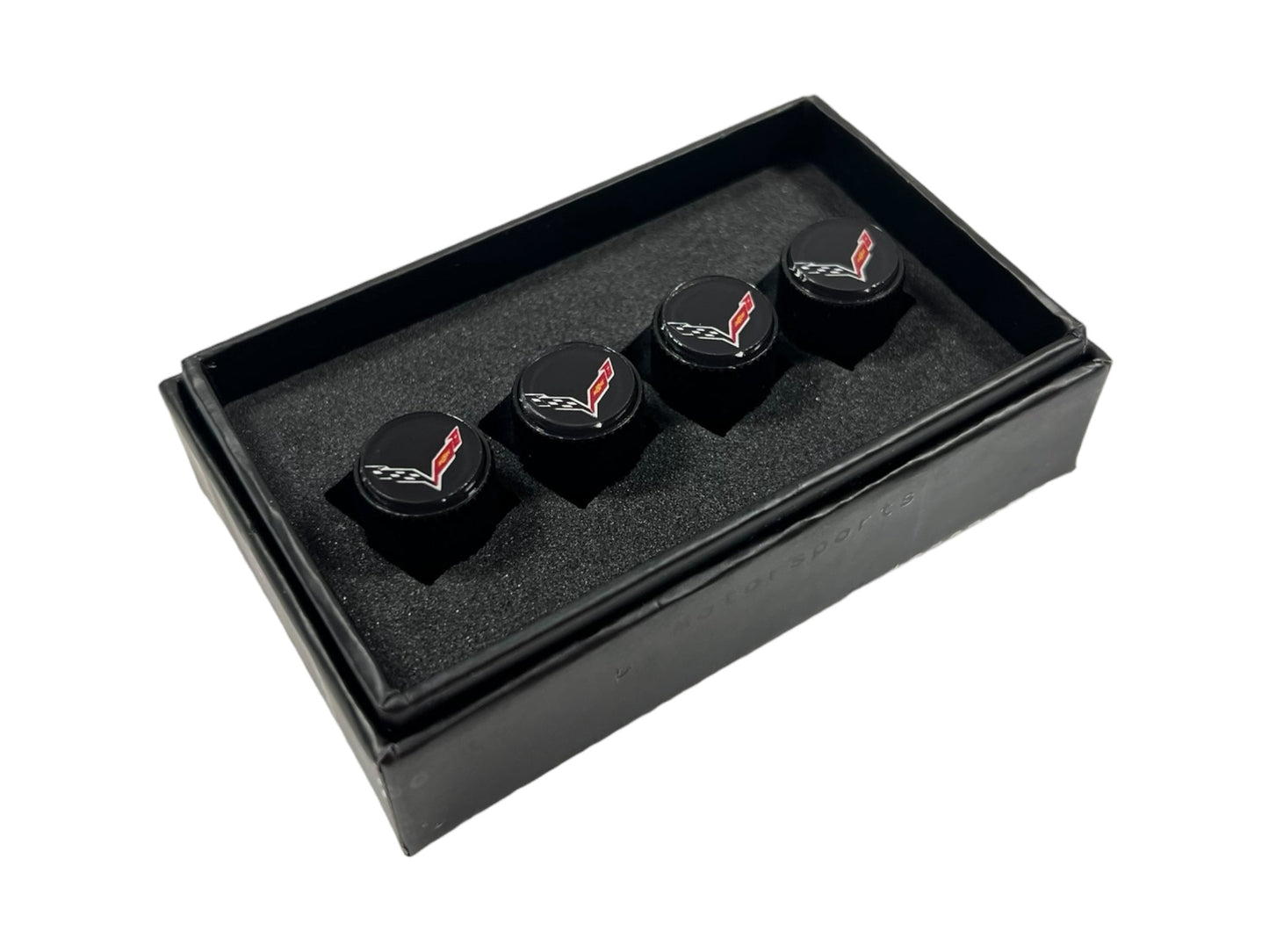 Chevrolet Corvette C7 Black Knurled Valve Stem Caps