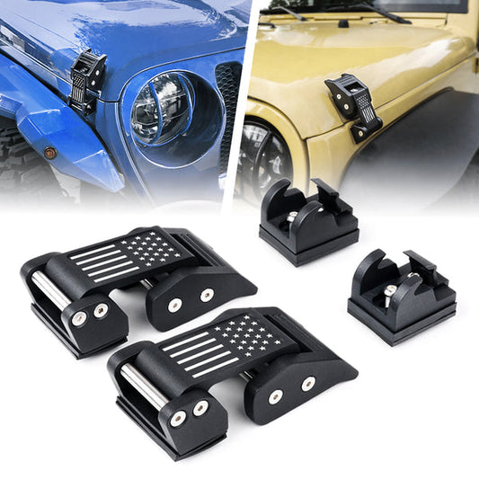 Jeep Wrangler Aluminum Hood Latch with USA Flag Design