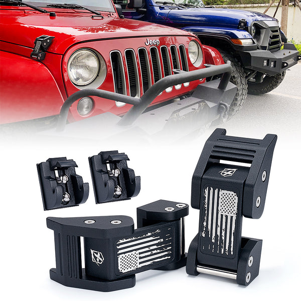 Jeep Wrangler Aluminum Hood Latch with Distressed American Flag