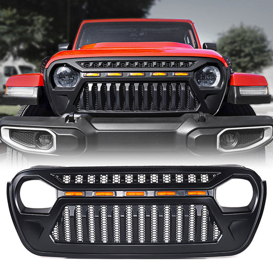 Grille with Amber LED Lights – Fits Jeep Wrangler JL & Gladiator JT