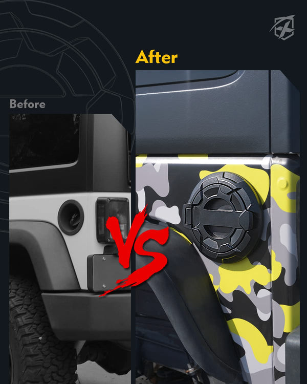 Bedrock Series Gas Cap Fuel Door Cover – Fits 2007–2018 Jeep Wrangler JK