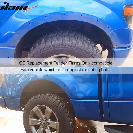 2015-2017 Ford F150 Pickup 4Dr 2Dr Smooth Black Fender Flares PP 4Pcs