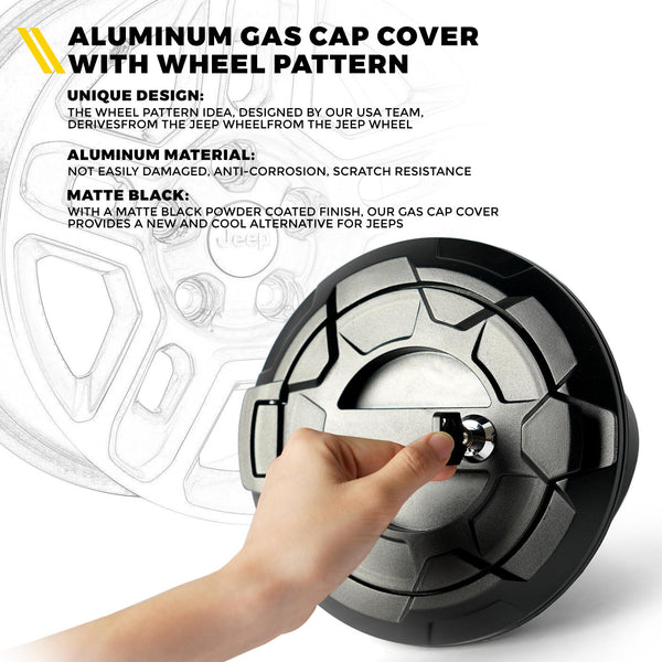 Bedrock Series Gas Cap Fuel Door Cover – Fits 2018+ Jeep Wrangler JL