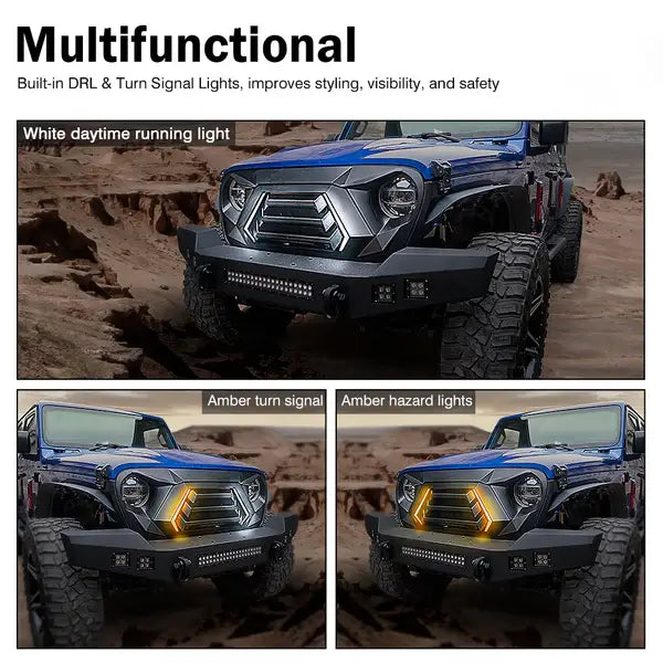 Vader Series Angry Grille with Turn Signals – Fits Jeep Wrangler JL & Gladiator JT
