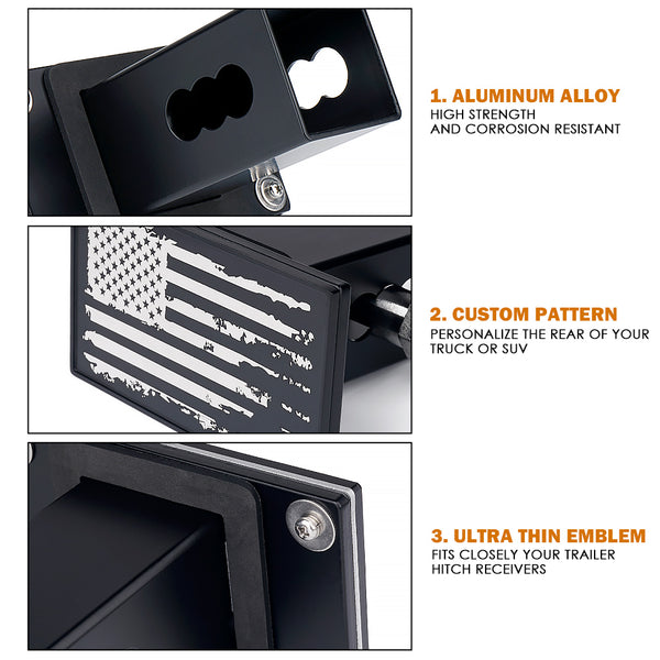 Aluminum Trailer Hitch Cover for 2" Receivers – USA Flag Design