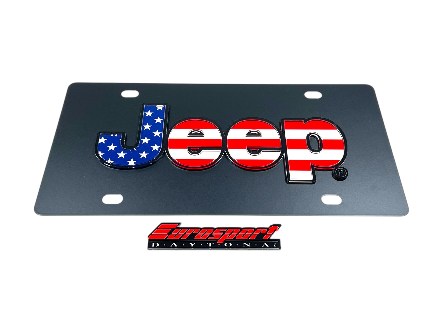 Jeep USA Flag Carbon Steel License Plate