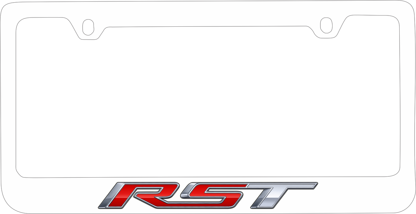 Chevrolet RST White Powder Coated License Plate Frame