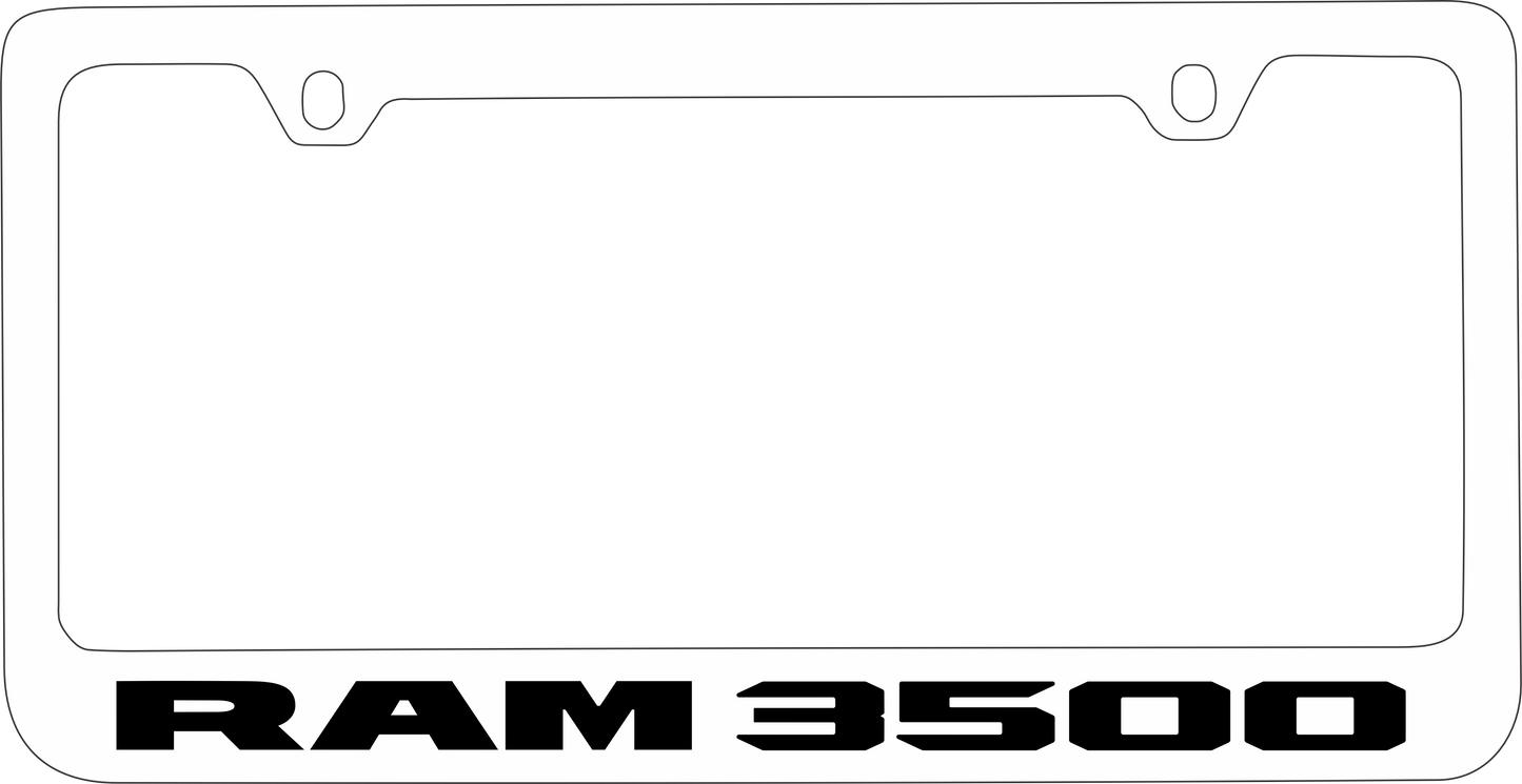 Ram 3500 White Powder Coated License Plate Frame