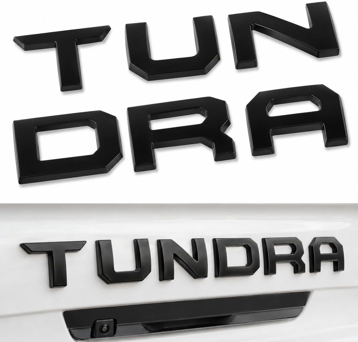 Tailgate Letter Inserts for Tundra 2014–2021 – 3D Raised ABS Emblem Overlay, Easy Peel & Stick Installation, Exterior Tailgate Decals (Black)