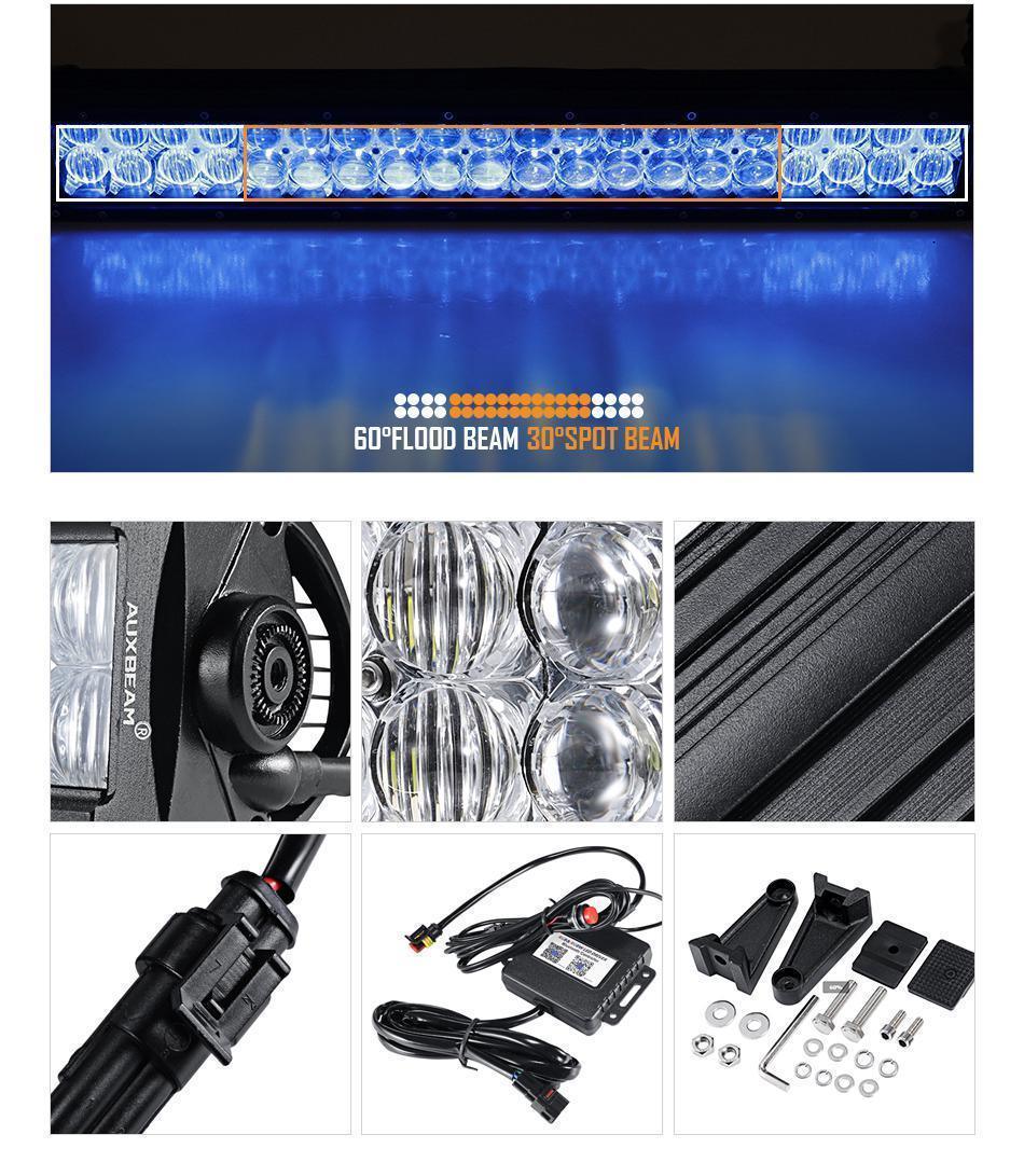 Light Bar for SUV ATV UTV Trucks Pickup Boat 22"/32"/42" V-Series RGB Straight/Curved 5D lens Combo Beam Double Row LED