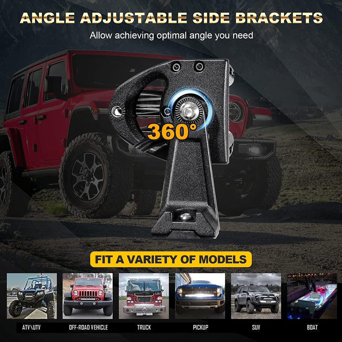 42 Inch 5D Series Curved LED Light Bar + 42" Curved LED Light Bar Windshield Mount Brackets