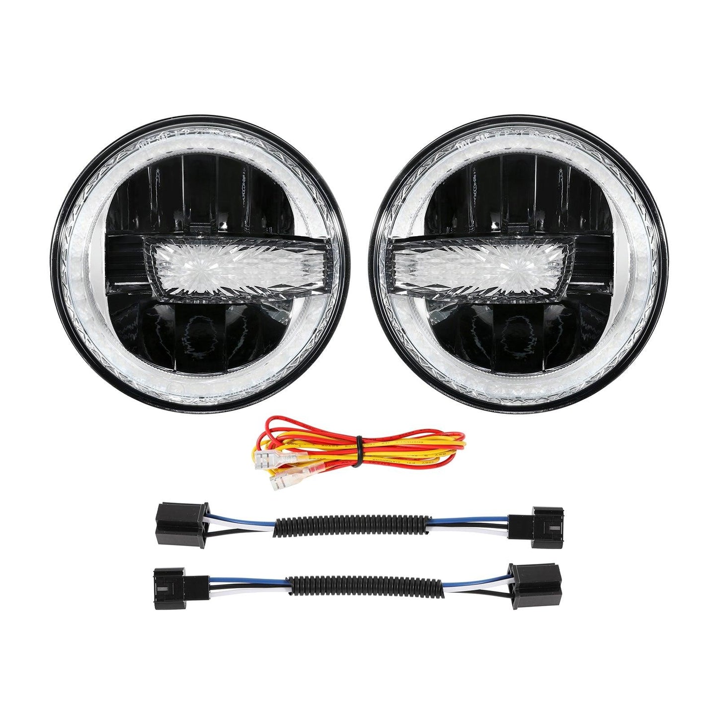 7" 90W LED Headlights with Halo DRL for 1997–2017 Jeep Wrangler TJ JK LJ CJ – DOT Approved