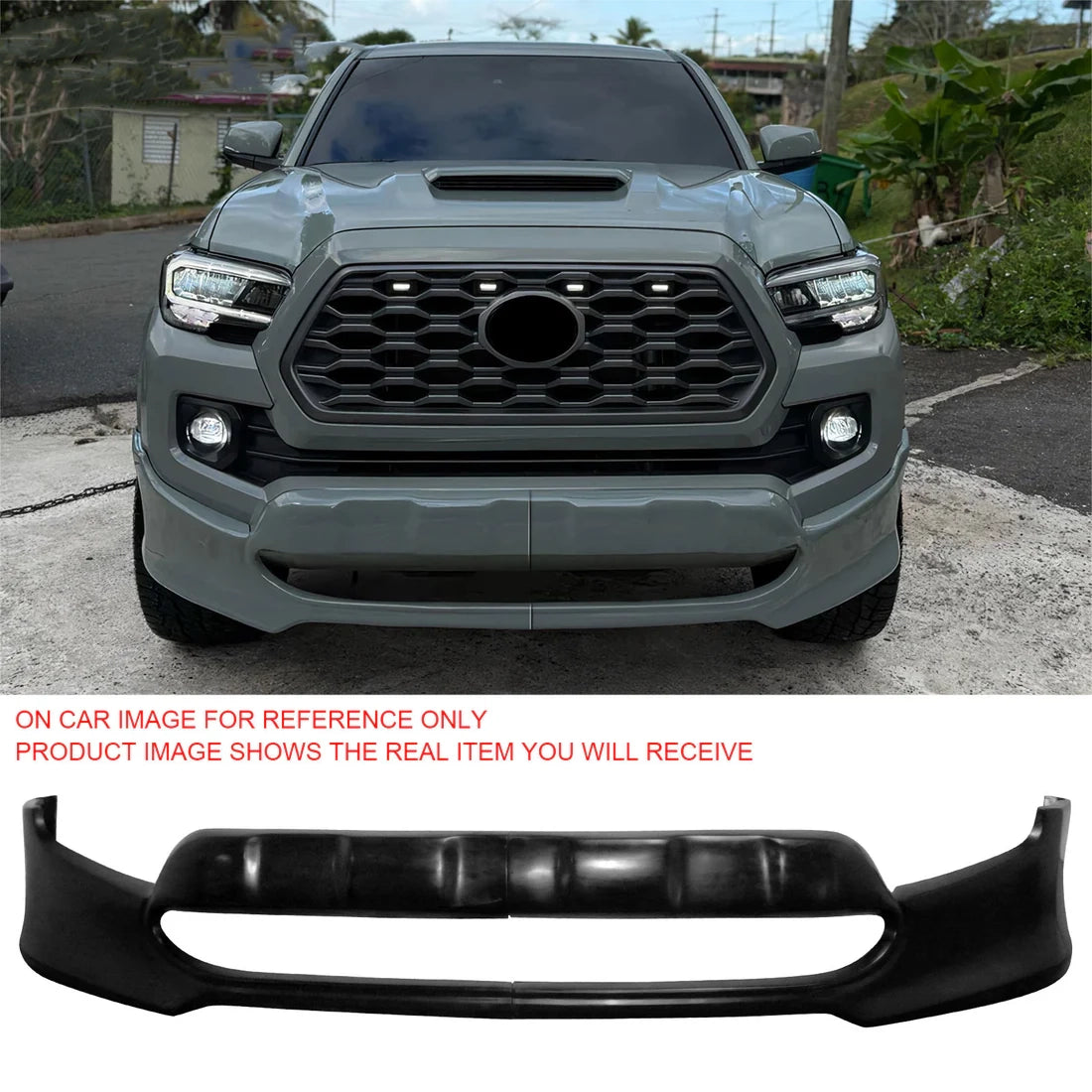 2016–2023 Toyota Tacoma IKON Style Front Bumper Lip Splitter – Unpainted Black (2-Piece)