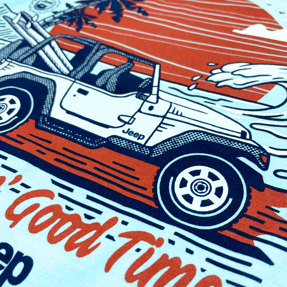 T-Shirt – Men’s Jeep® Wrangler Beachin’ Good Time – Ice Blue Heather