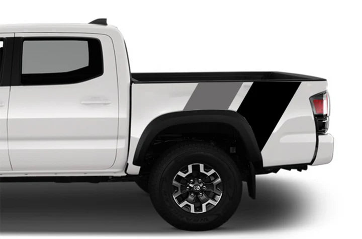 Bed Racing Dual retro vintage stripes (Grey, Black) Compatible with Toyota Tacoma
