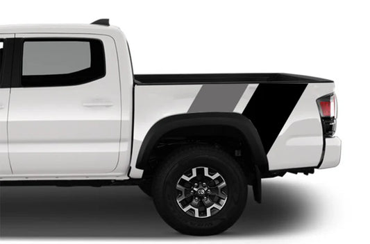 Bed Racing Dual retro vintage stripes (Grey, Black) Compatible with Toyota Tacoma
