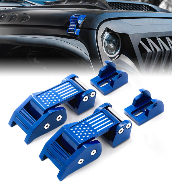 Jeep Wrangler Aluminum Hood Latch with USA Flag Design