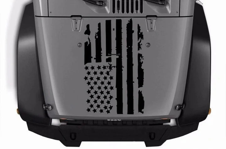 Flag USA Hood Graphics Vinyl Decals Compatible with Jeep Wrangler