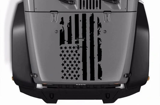 Flag USA Hood Graphics Vinyl Decals Compatible with Jeep Wrangler