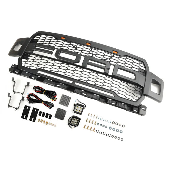 Ford F-150 2018–2020 Raptor Style Black Front Grille with LED Lights