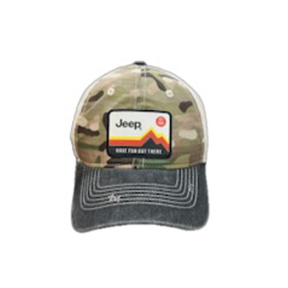 Hat – Jeep Have Fun Out There Patch Garment Washed Trucker