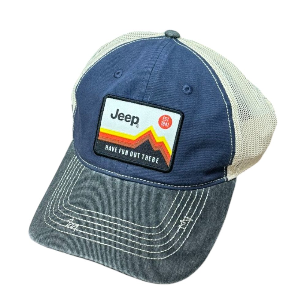 Hat – Jeep Have Fun Out There Patch Garment Washed Trucker