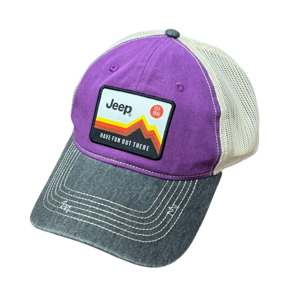 Hat – Jeep Have Fun Out There Patch Garment Washed Trucker