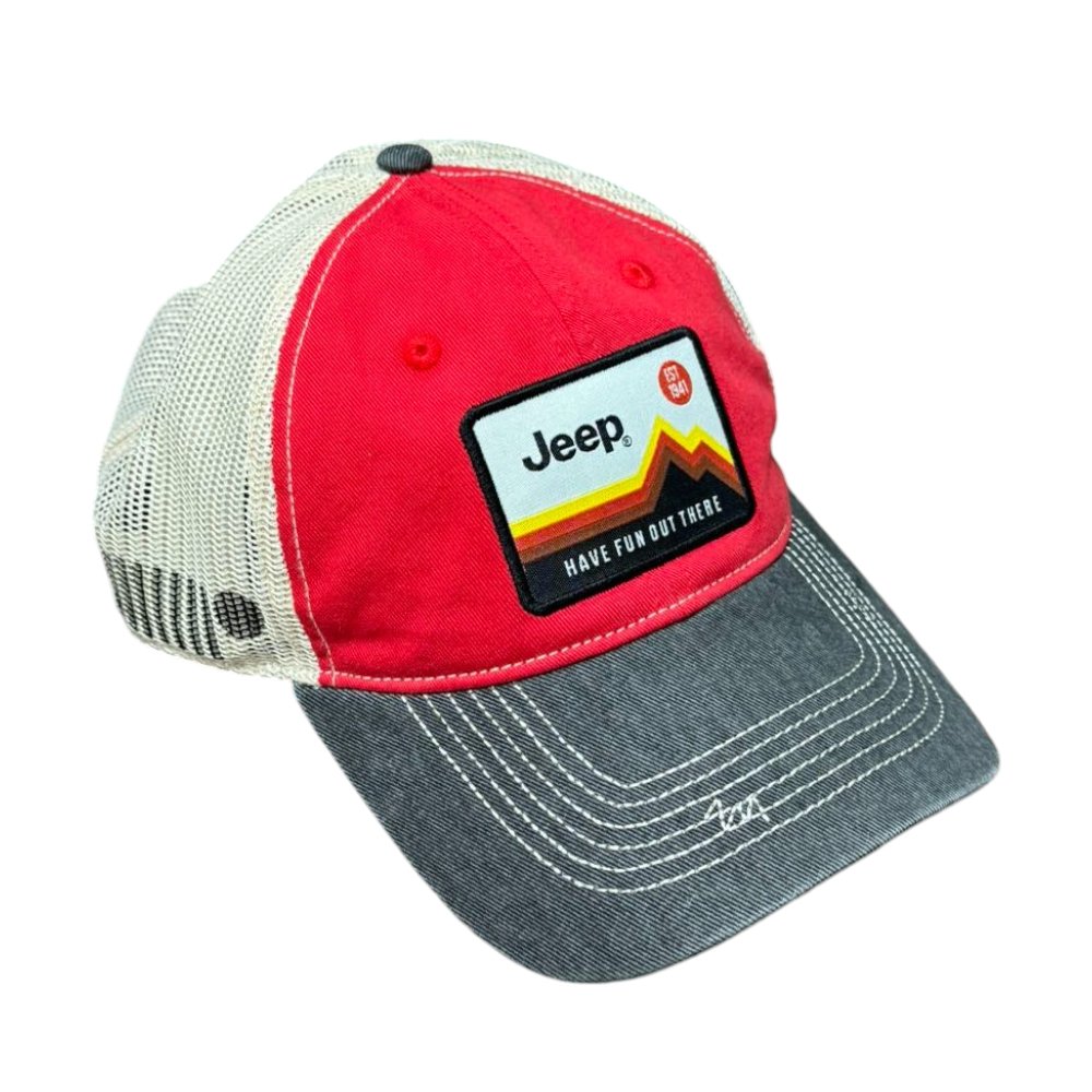 Hat – Jeep Have Fun Out There Patch Garment Washed Trucker