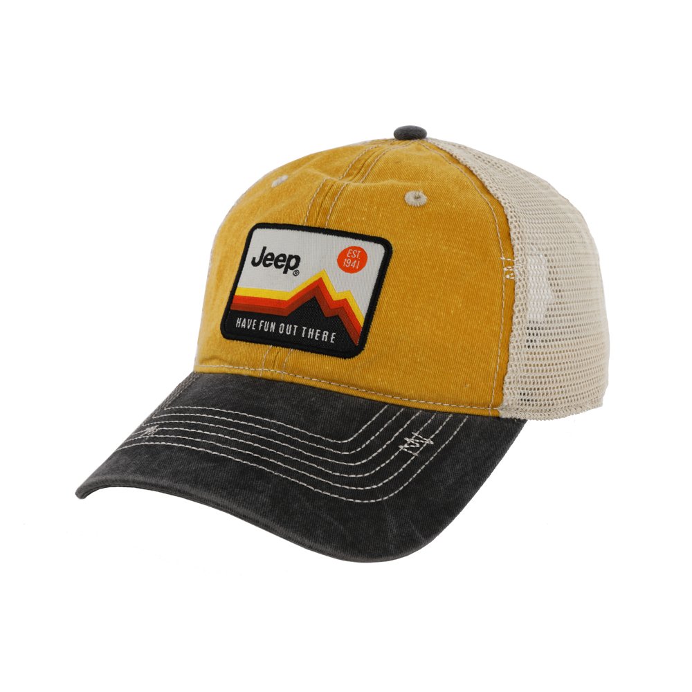 Hat – Jeep Have Fun Out There Patch Garment Washed Trucker