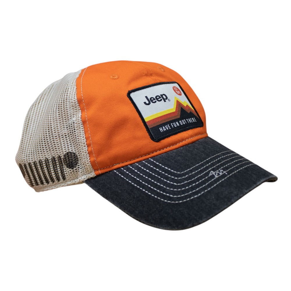 Hat – Jeep Have Fun Out There Patch Garment Washed Trucker