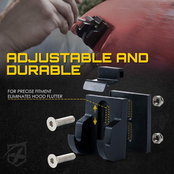 Black Aluminum Hood Latch Kit – Fits 2007–2018 Jeep Wrangler JK & 2018+ Wrangler JL