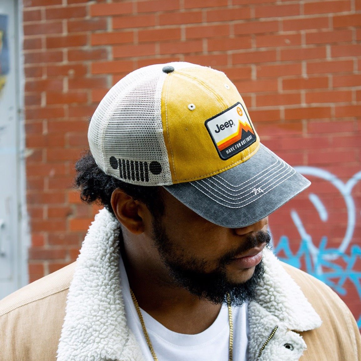 Hat – Jeep Have Fun Out There Patch Garment Washed Trucker
