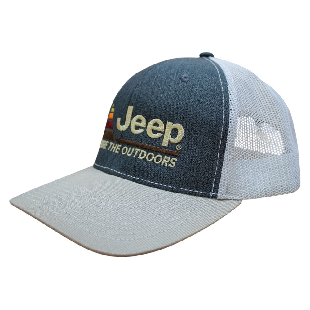 Jeep® “Explore The Outdoors” Hat – Heather Navy/Khaki/White