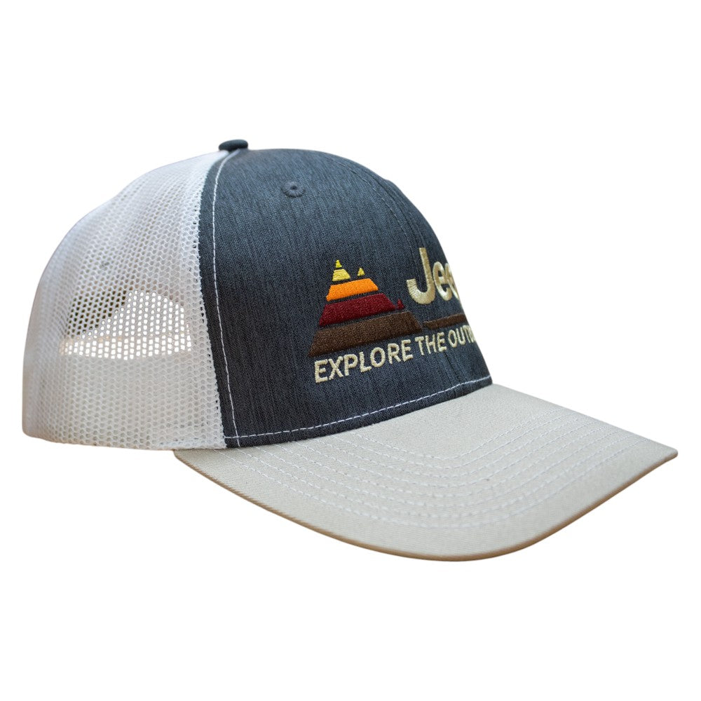Jeep® “Explore The Outdoors” Hat – Heather Navy/Khaki/White