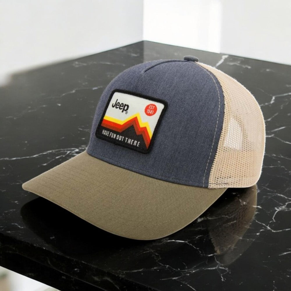Hat – Jeep  “Have Fun Out There” Trucker Patch – Charcoal/Olive/Khaki