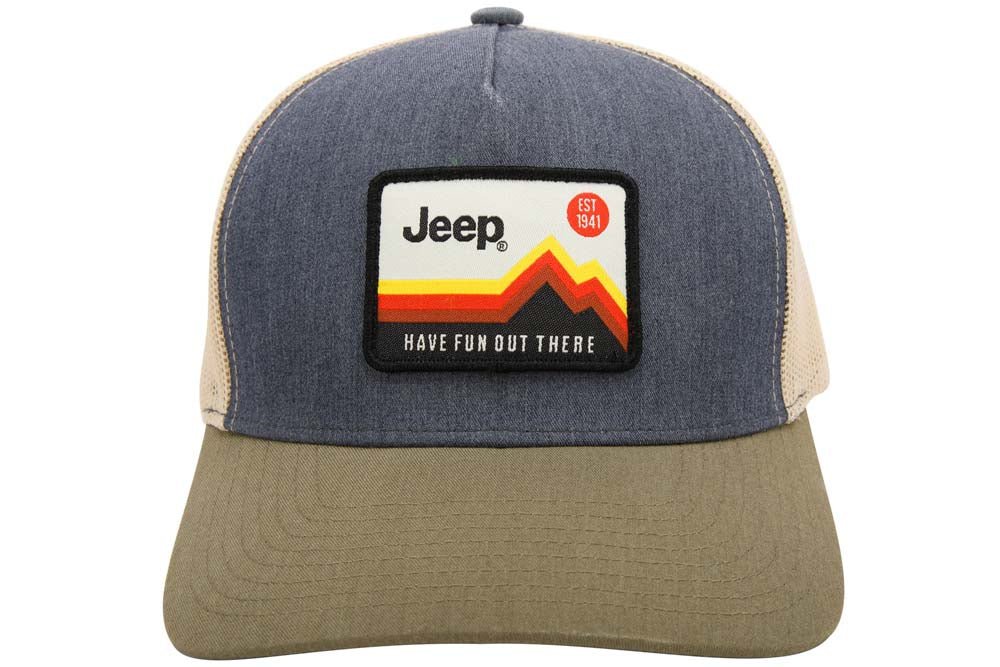 Hat – Jeep  “Have Fun Out There” Trucker Patch – Charcoal/Olive/Khaki