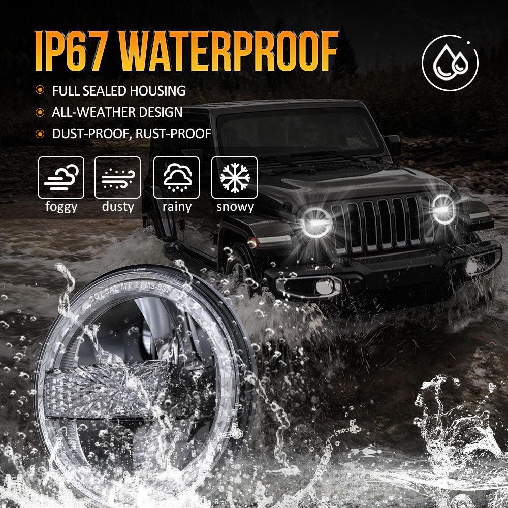 7" 90W LED Headlights with Halo DRL for 1997–2017 Jeep Wrangler TJ JK LJ CJ – DOT Approved