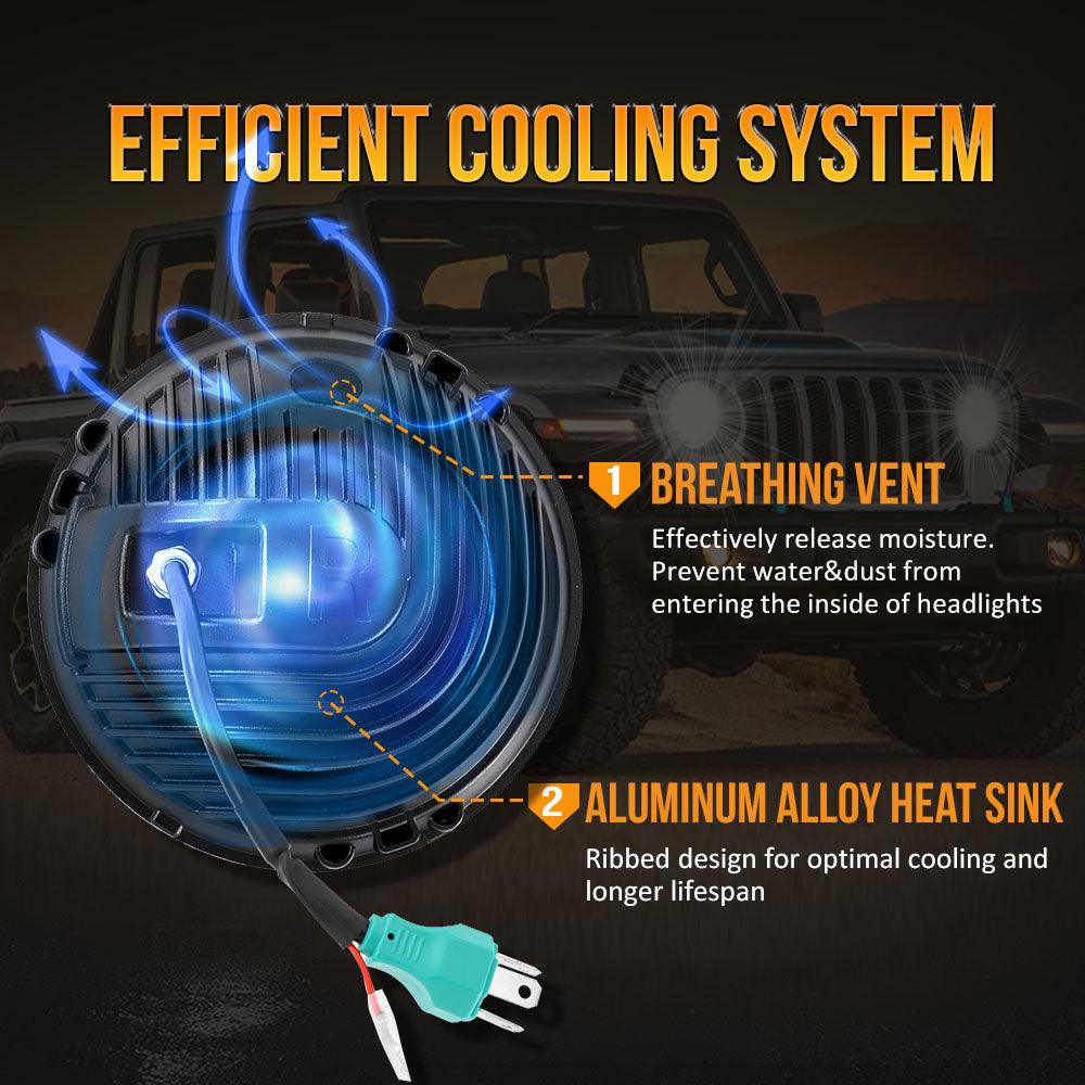 7" 90W LED Headlights with Halo DRL for 1997–2017 Jeep Wrangler TJ JK LJ CJ – DOT Approved