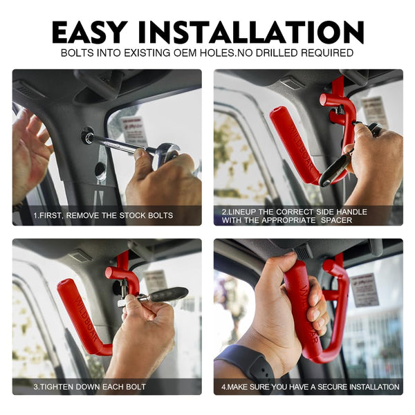 Heavy-Duty Steel Roll Bar Grab Handles – Fits 2007–2018 Jeep Wrangler JK/JKU | Bolt-On Design