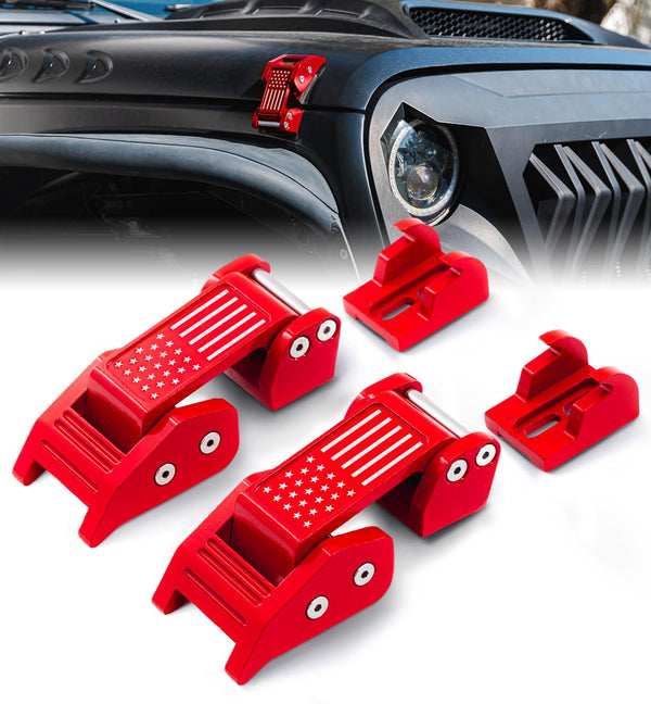 Jeep Wrangler Aluminum Hood Latch with USA Flag Design