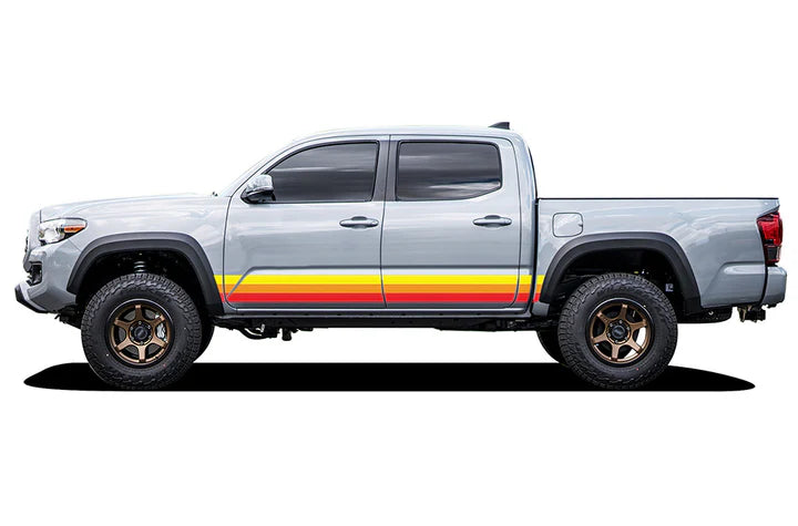 Triple Yellow Orange Red Color Stripes Graphics Vinyl Decals Compatible with Toyota Tacoma