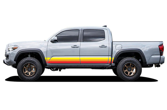 Triple Yellow Orange Red Color Stripes Graphics Vinyl Decals Compatible with Toyota Tacoma