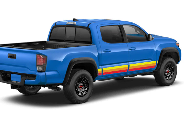 Triple Yellow Orange Red Color Stripes Graphics Vinyl Decals Compatible with Toyota Tacoma