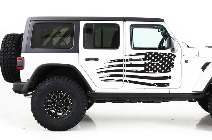 USA Flag Side Graphics Kit Vinyl Decal Compatible with Jeep JL Wrangler