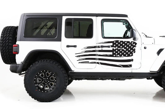 USA Flag Side Graphics Kit Vinyl Decal Compatible with Jeep JL Wrangler