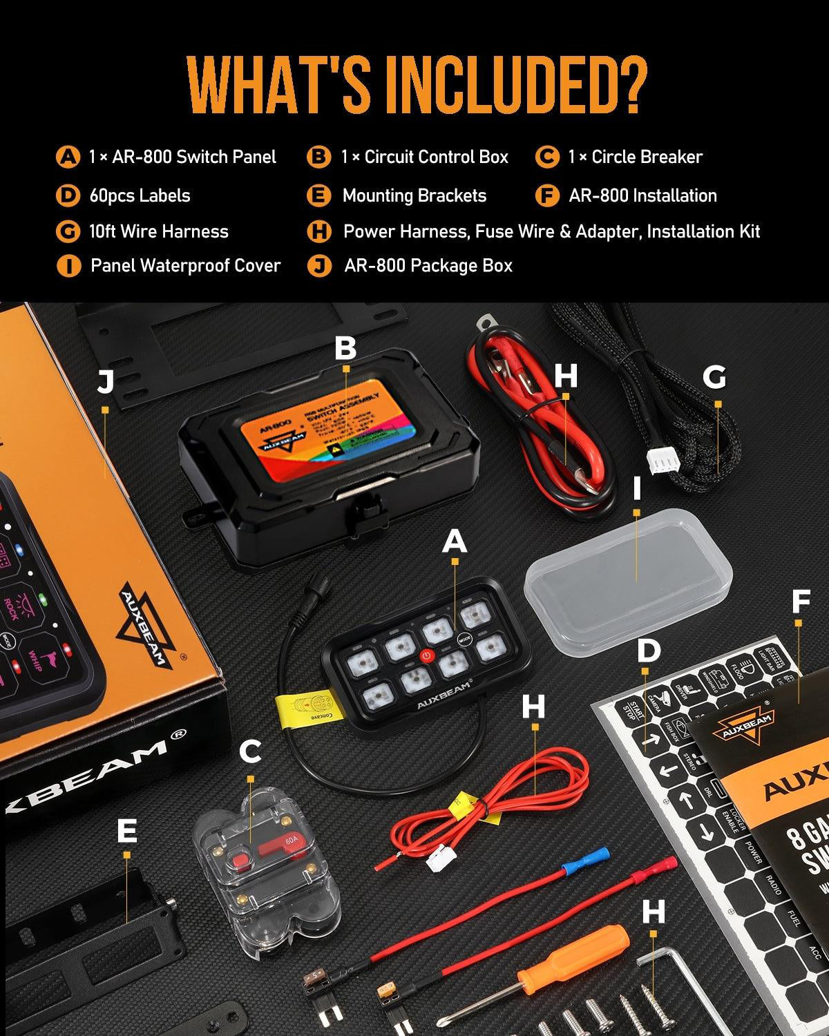 AR-800 Multifunction RGB Switch Panel with Bluetooth Controlled & 47 Inch Extension Cable(Optional) for Toyota Tacoma
