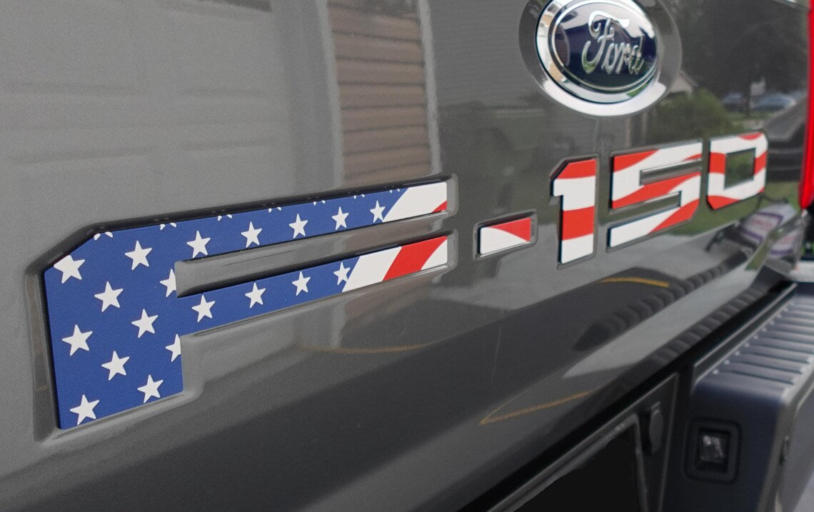 F-150 USA American Flag Raised Tailgate Insert Letters 2021-2026