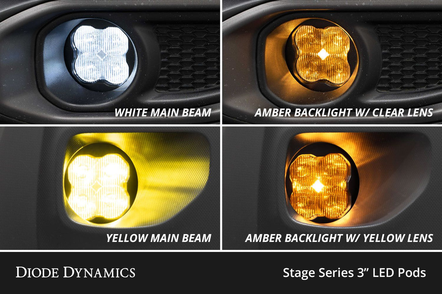 SS3 LED Fog Light Kit for 2016-2023 Toyota Tacoma – White or Yellow Output | Amber Backlight | SAE Legal | Plug & Play