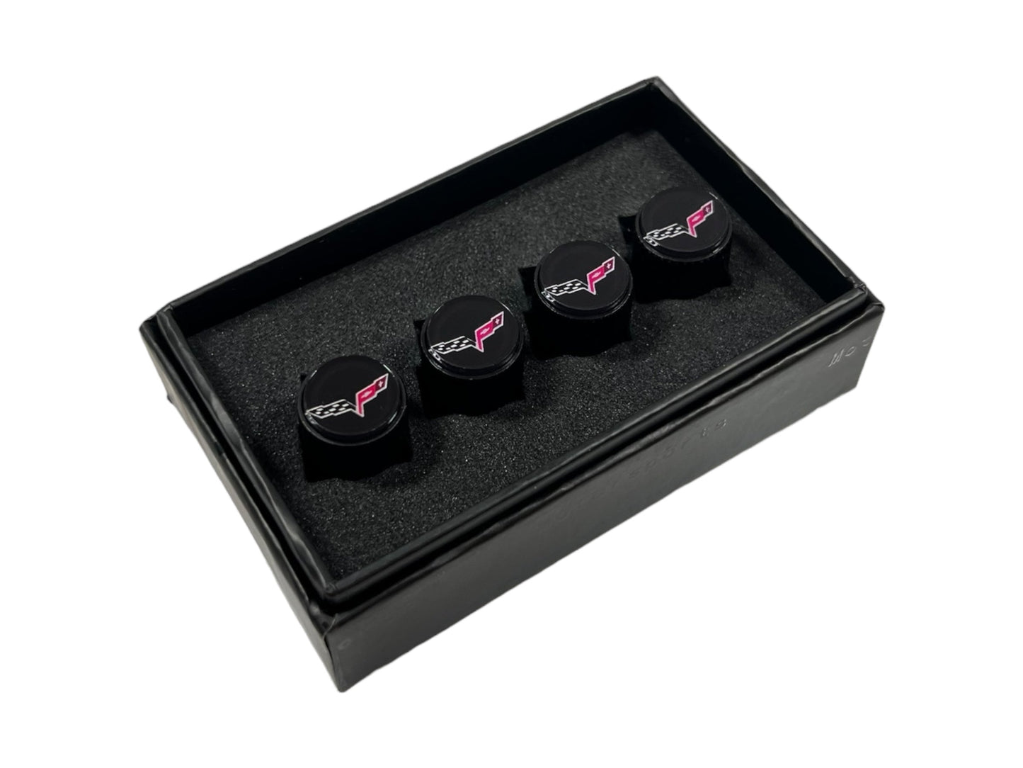 Chevrolet Corvette C6 Black Knurled Valve Stem Caps