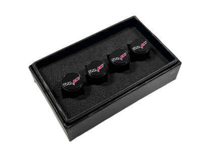 Chevrolet Corvette C6 Black Knurled Valve Stem Caps